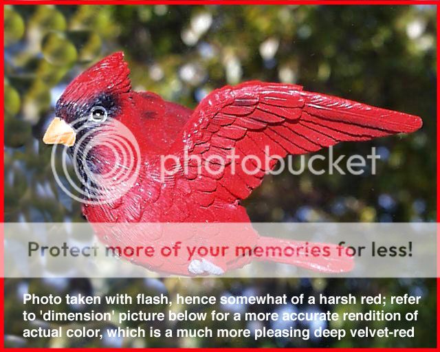 window magnet cardinal hand painted flying bird, fly-thru glsss